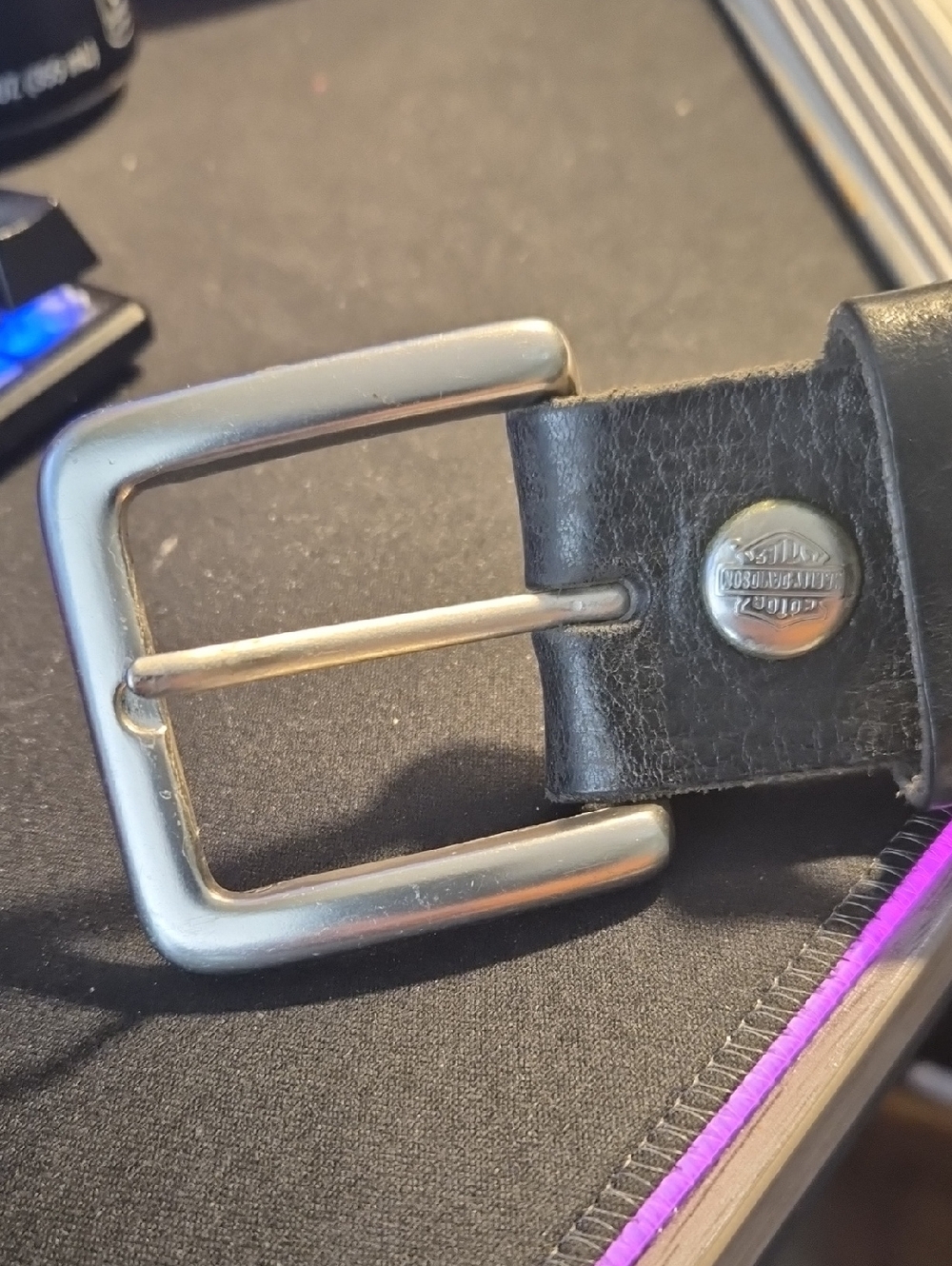Harley-Davidson Black Leather Belt with Silver Hardware